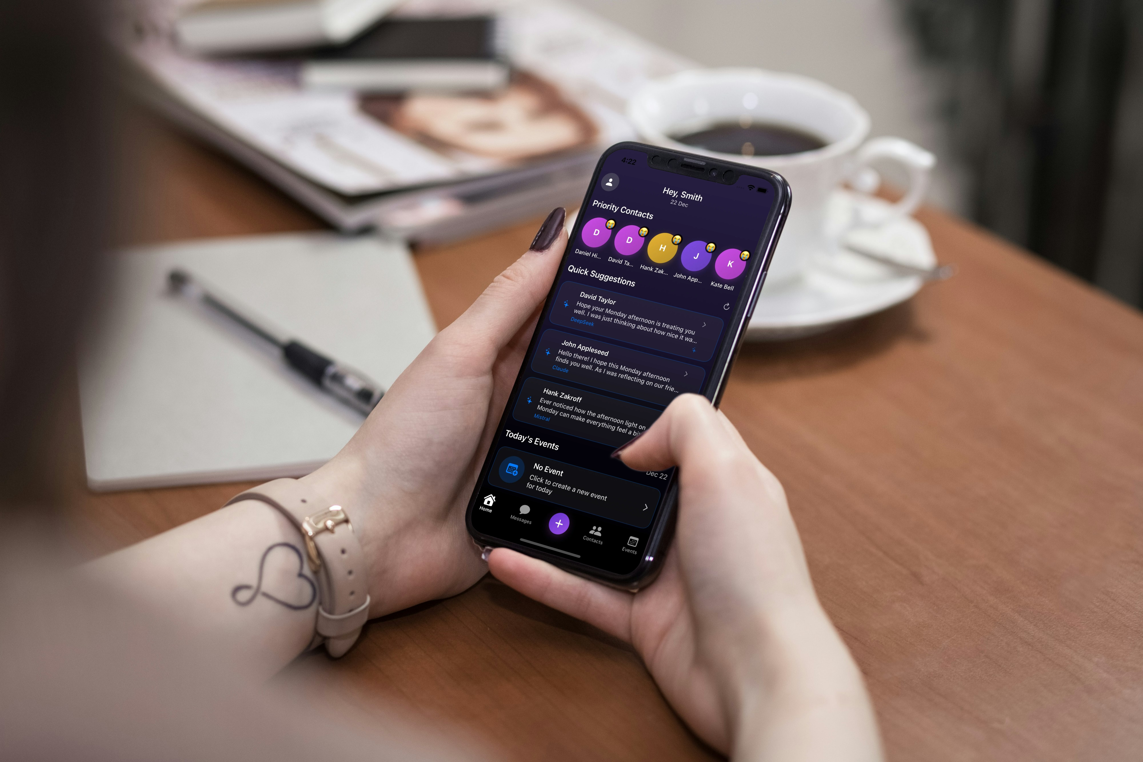 AlwaysThere being used on a phone in a lifestyle setting